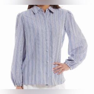 Alex Marie Blue/White Stars & Stripes LoganLong Sleeve Shirt | Size Large